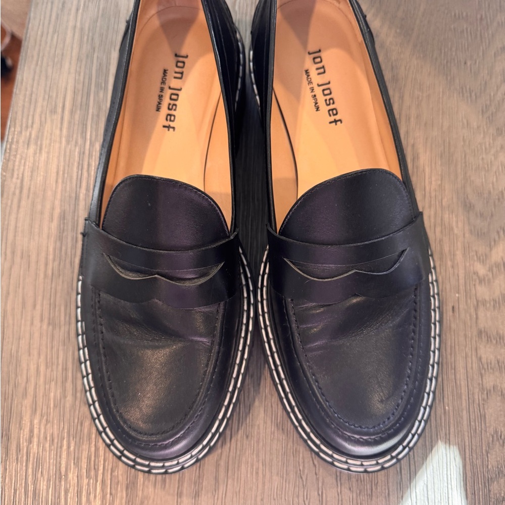 Jon Josef Black Calfskin Women's Loafers 38.5